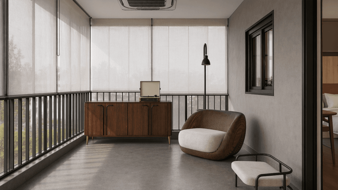 Gourmet balcony photoreal render