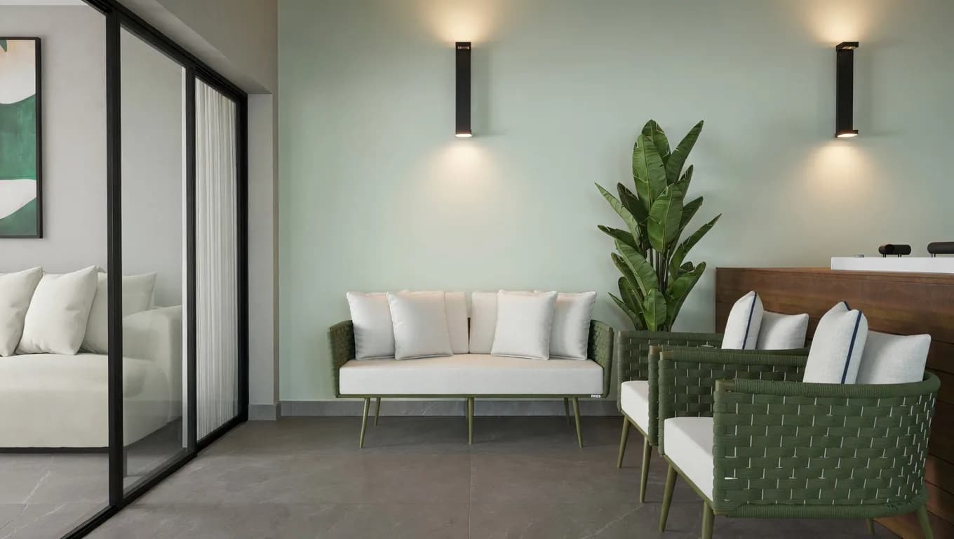 Integrated balcony realistic render