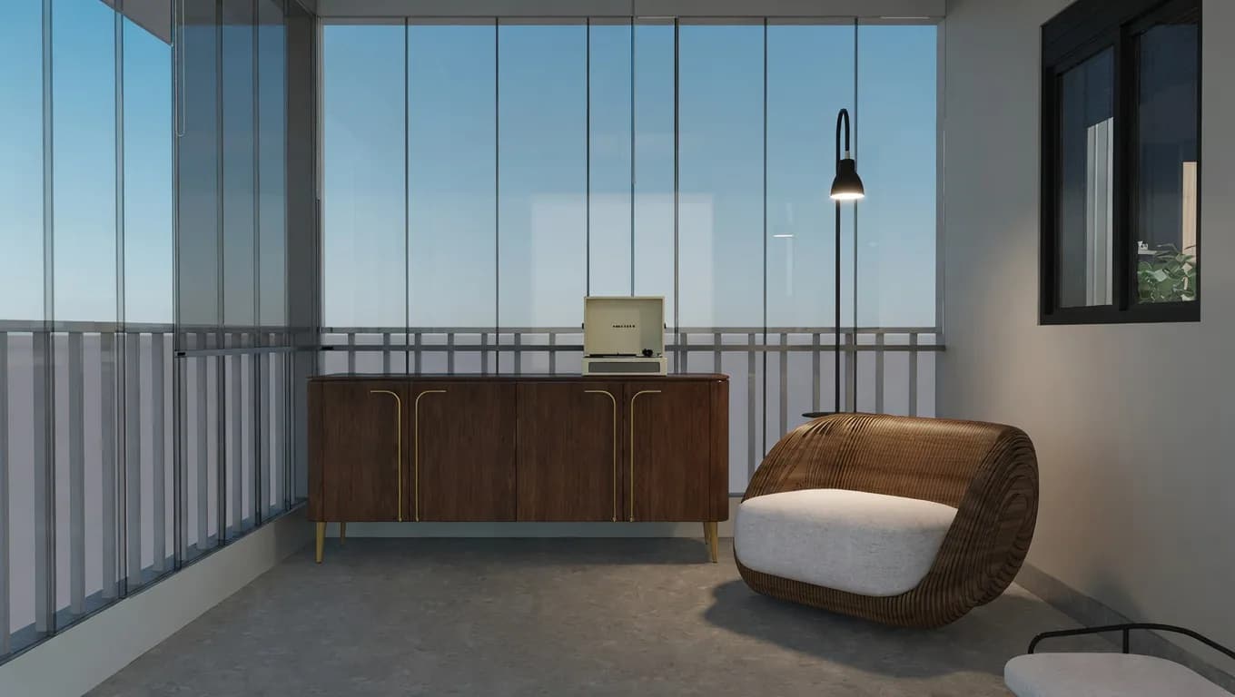 Balcony lounge photoreal render