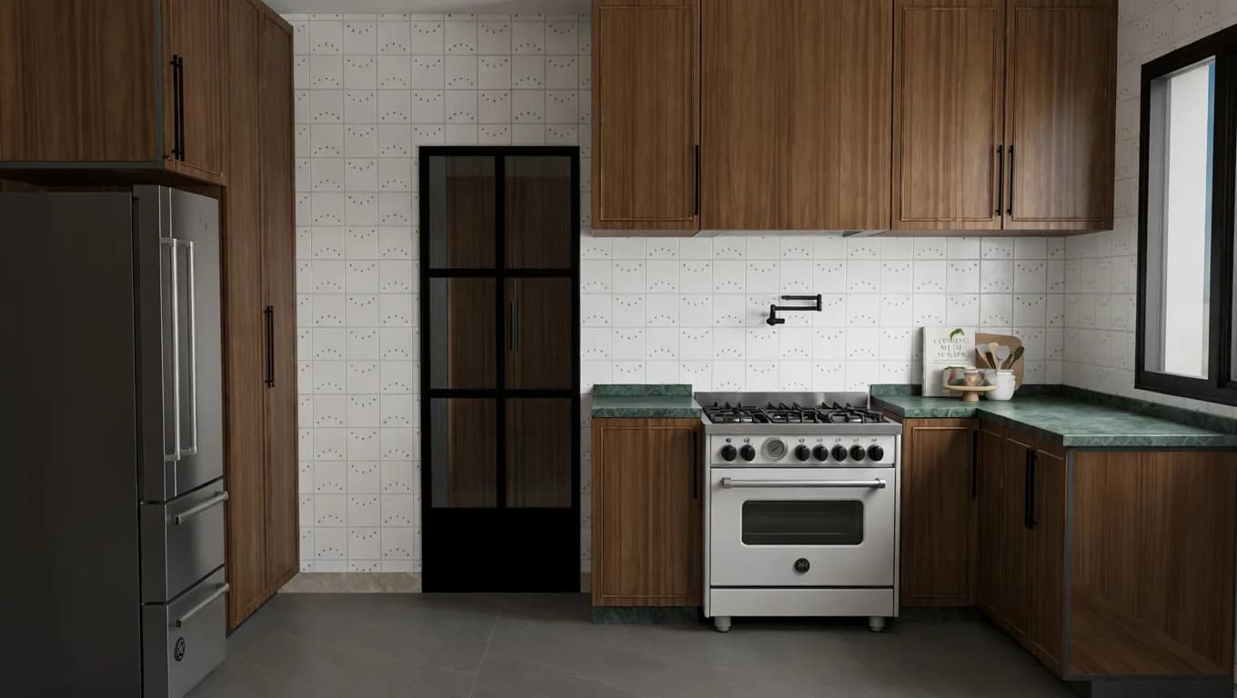 Wood kitchen realistic render